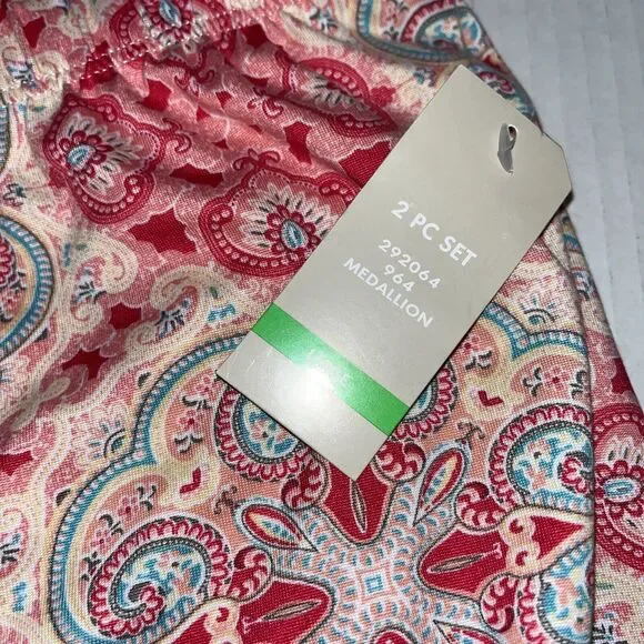 INK+IVY Women's Sleepwear 2pc Set Raglan Sleeve T-Shirt Peach & Pink Size XL NWT - Picture 6 of 7